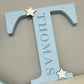 Engraved Personalised Freestanding letter with Stars 20 cm - Light Blue