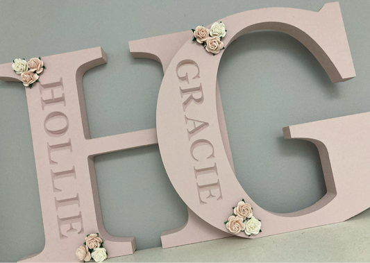 Personalised Engraved Freestanding letter 20cm - Pink