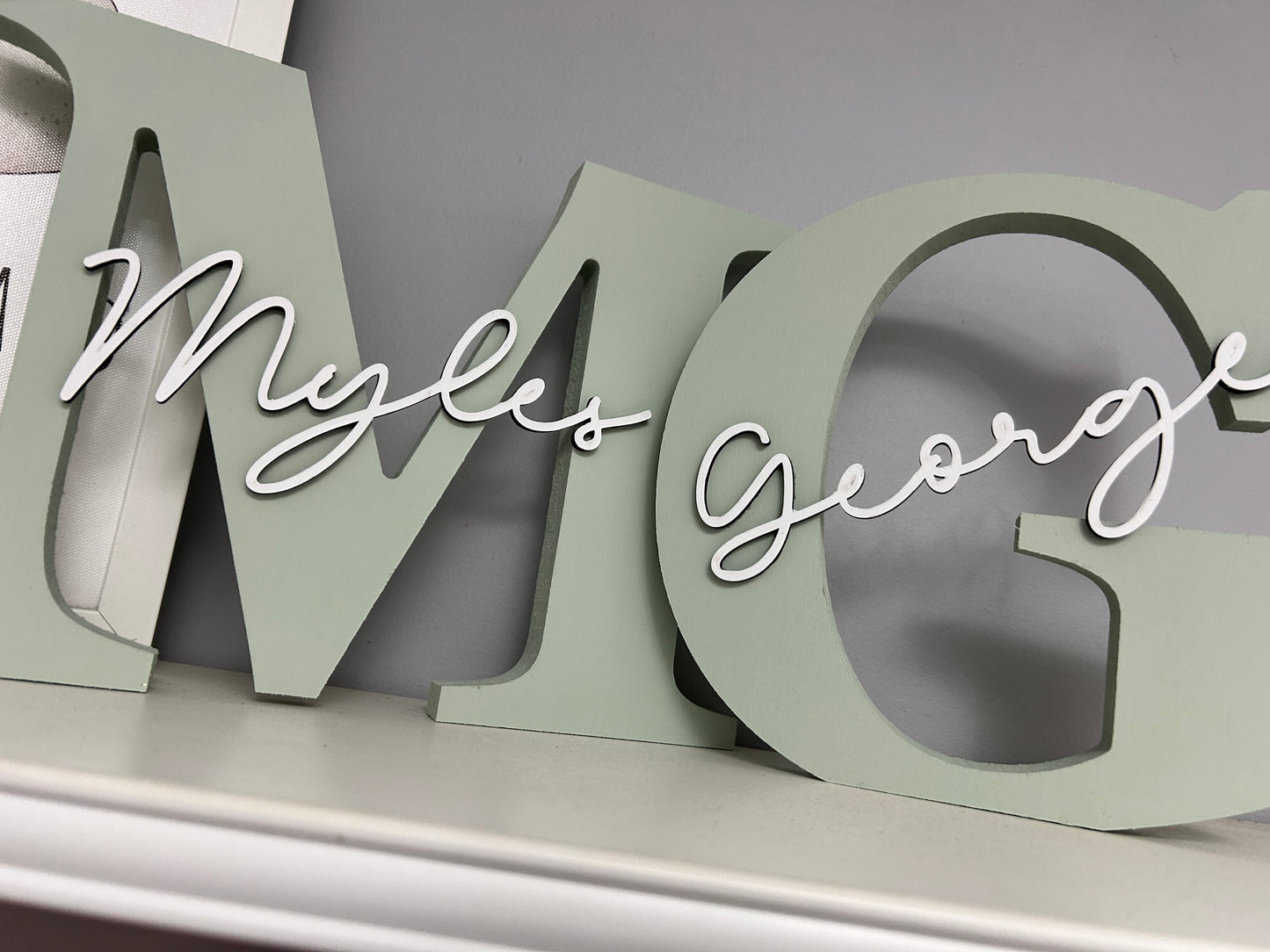 Nursery letters Personalised letters , New Baby gift Signature Letters -  Light Sage